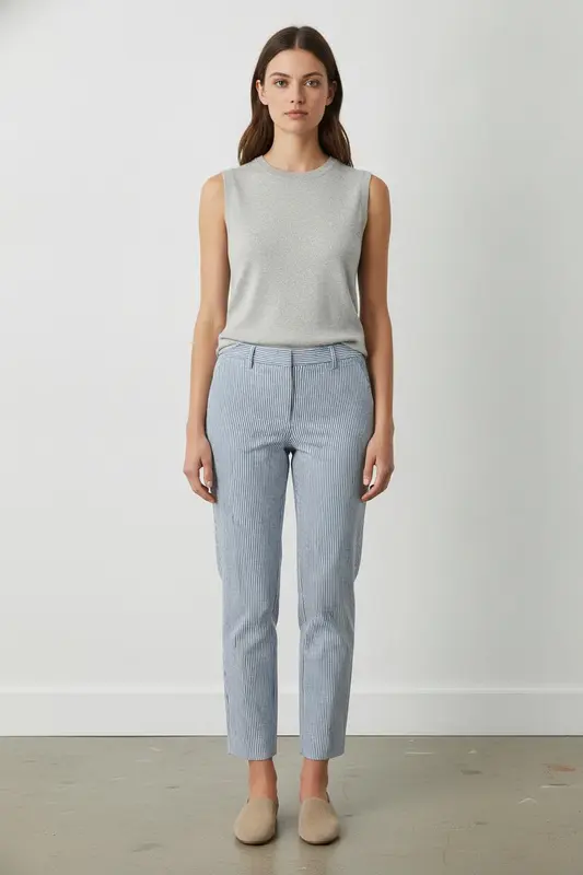 Pantalon Rayé Blanc et Bleu - Taille XXXL/46