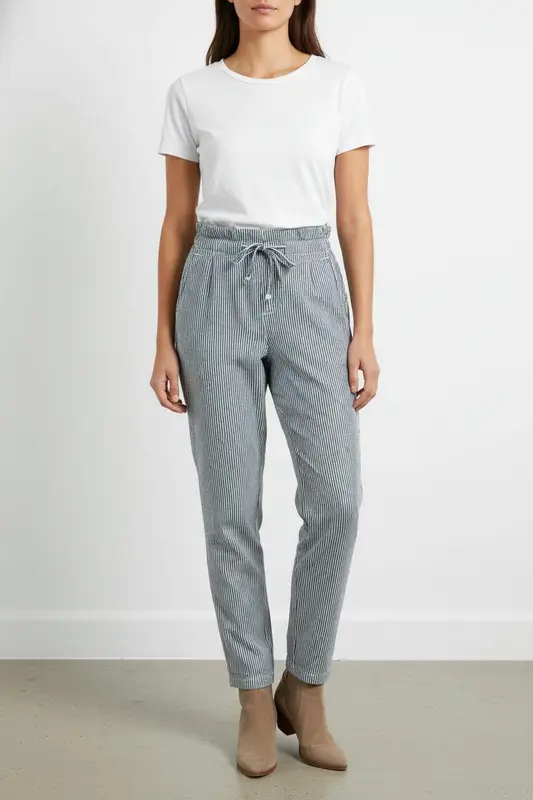 Pantalon Rayé Bleu et Blanc - Taille XS/34
