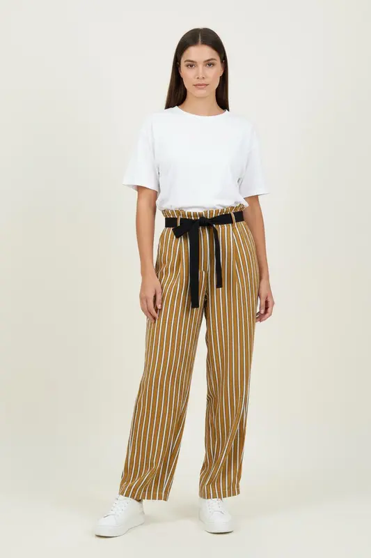 Pantalon Rayé Jaune et Blanc - Taille XS/34