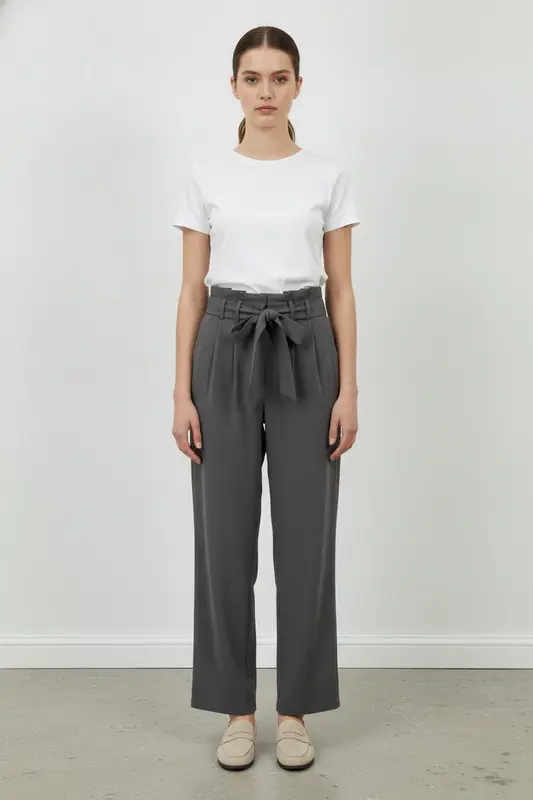 Pantalon Taille Haute Gris - Taille S/36