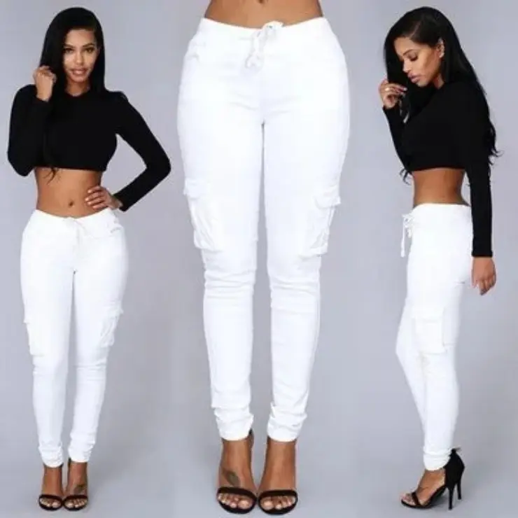 Pantalon taille haute Lena plusieurs poches coupe décontractée