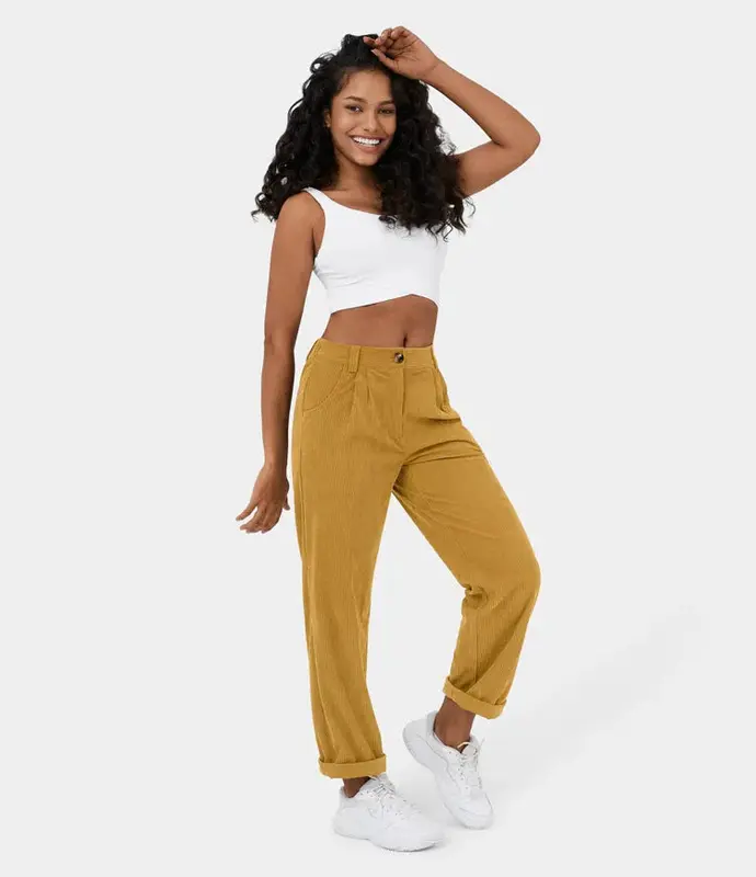 Pantalon velours côtelé Freya coupe slim moderne