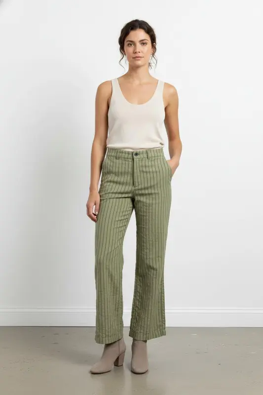 Pantalon Vert à Rayures - Taille S/36