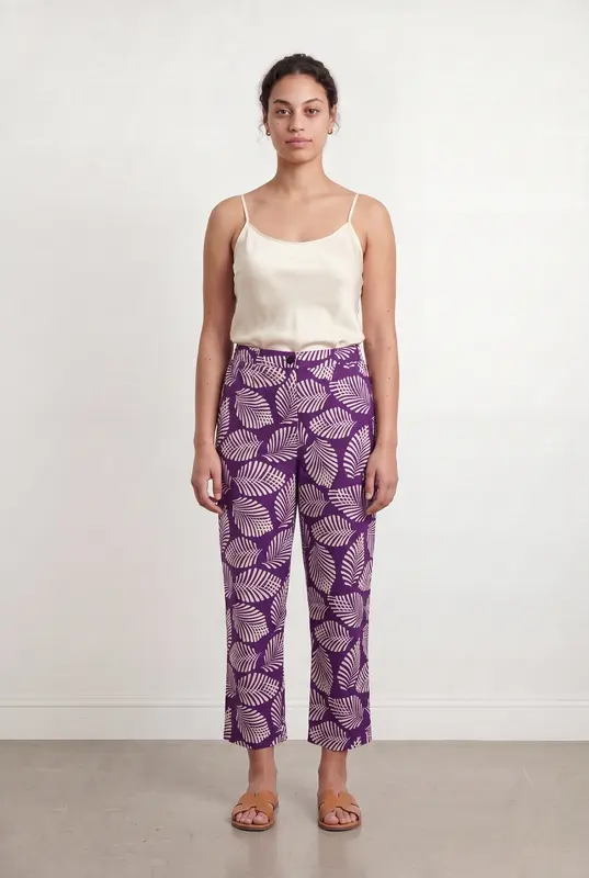 Pantalon Violet et Blanc - Taille L/40