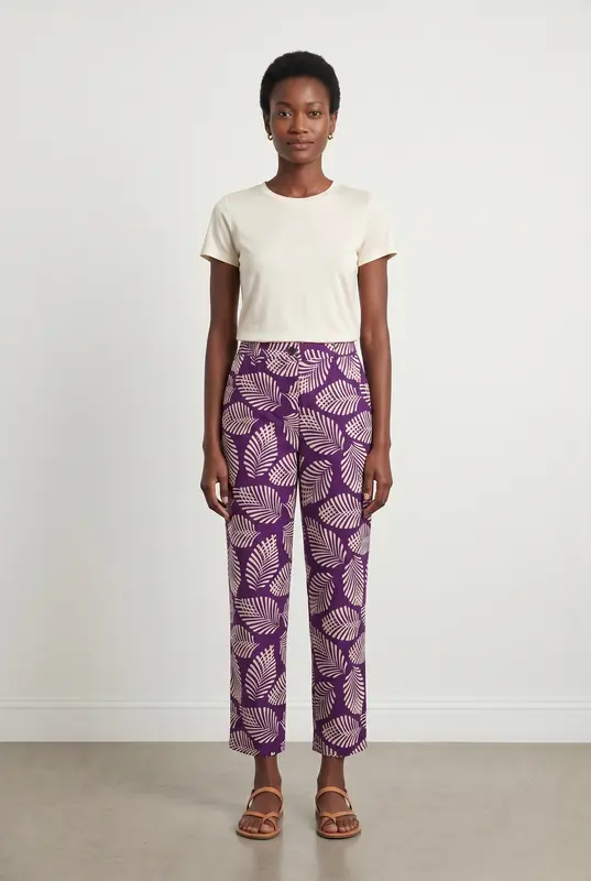 Pantalon Violet et Blanc - Taille S/36