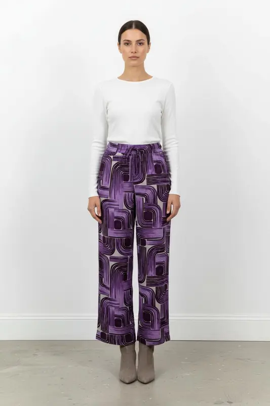 Pantalon Violet et Blanc - Taille XL/42