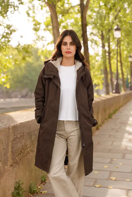 Parka imperméable fourrée longue