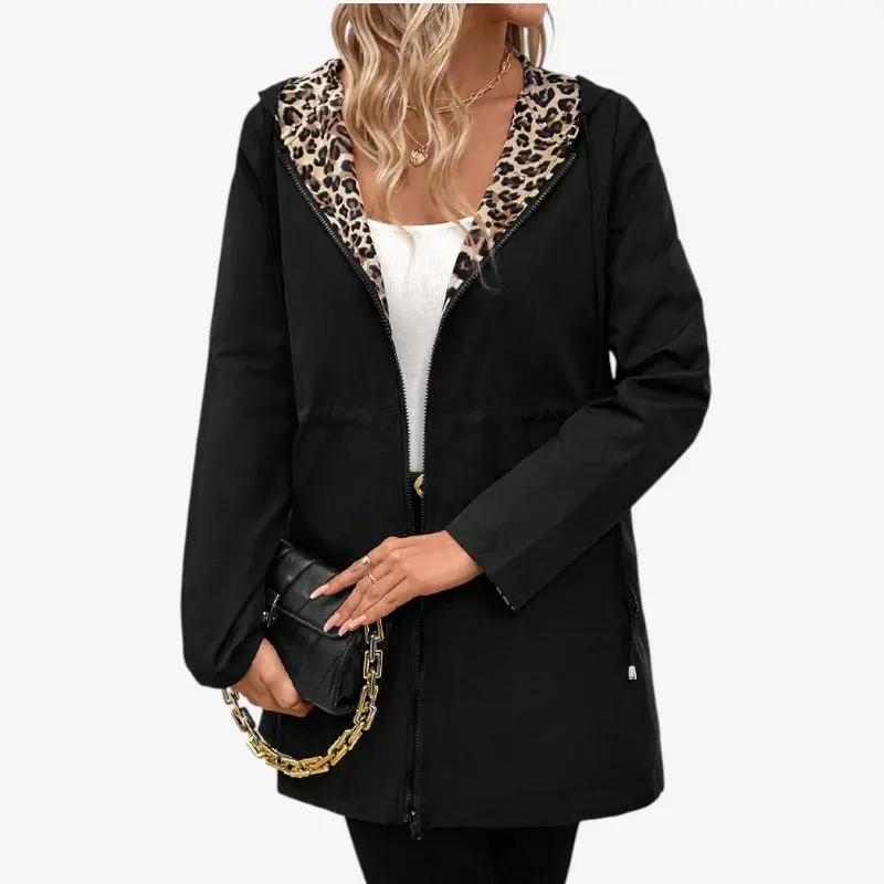 Patricia – Manteau à capuche imprimé avec manches longues et poches