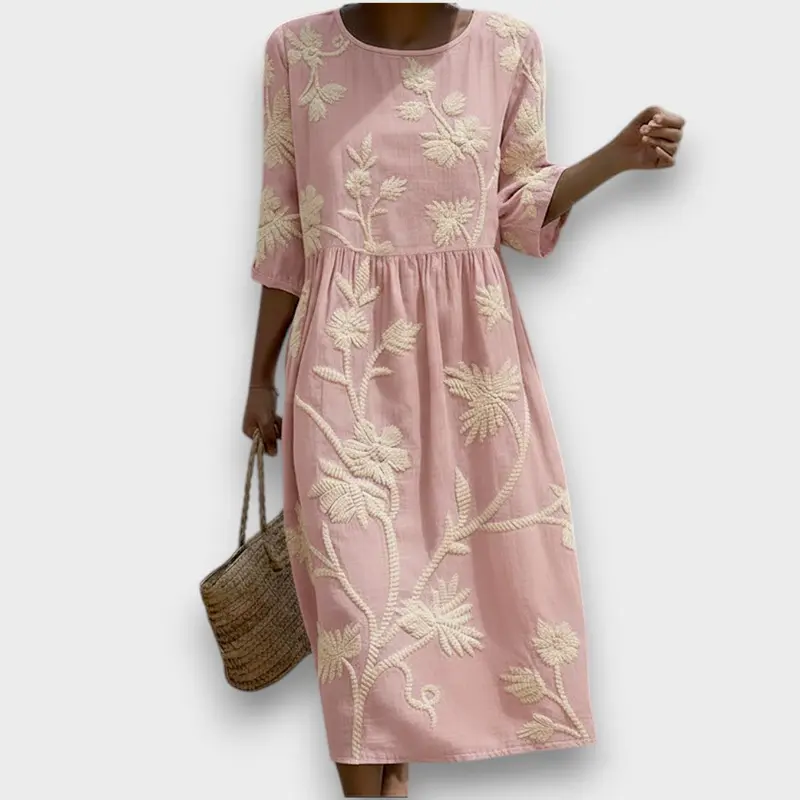 Phoebe - Robe Midi Brodée Élégante
