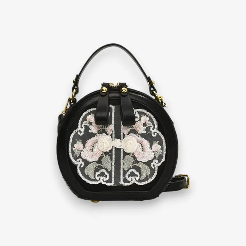 Pochette bandoulière brodée florale avec zip