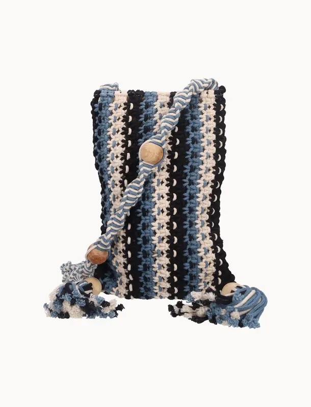 Pochette Bleu Noir et Écru - Taille T.U.