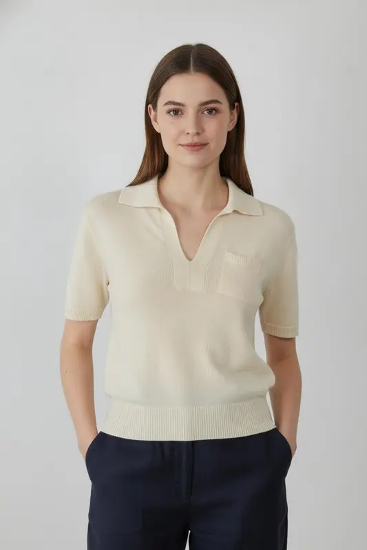 Polo Manches Courtes Beige - Taille S/36