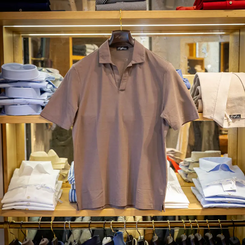 Polo manches courtes taupe en « ice cotton »