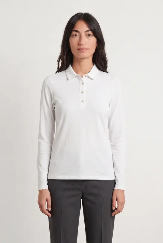 Polo Manches Longues Blanc - Taille S/36