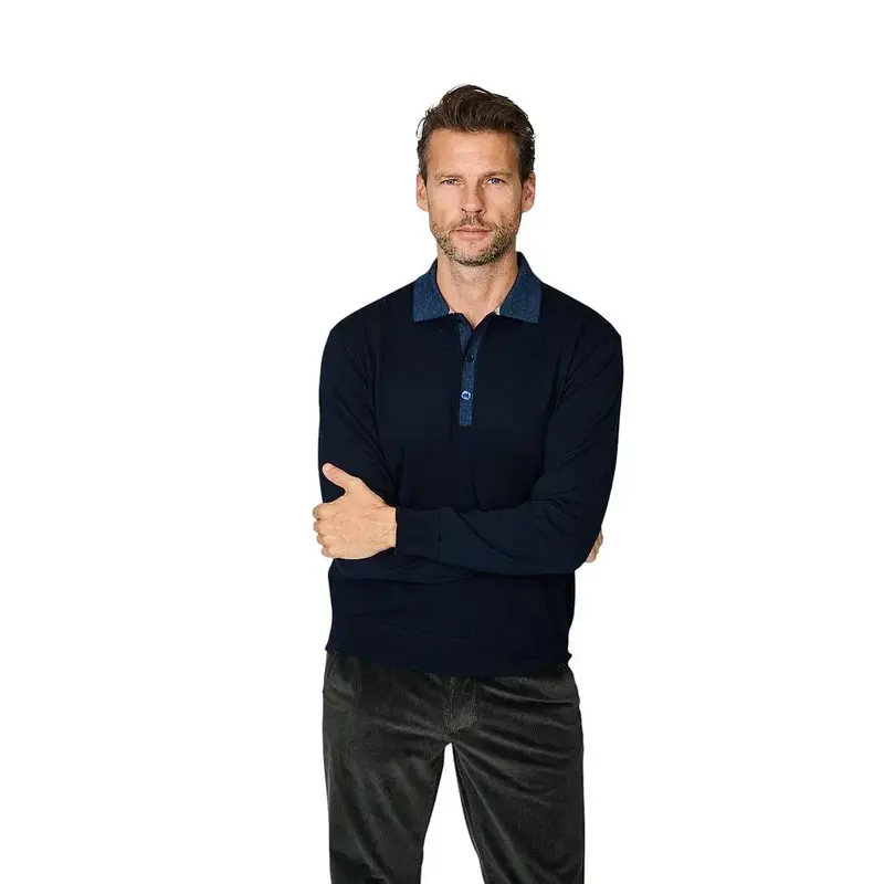 Polo Paul & Shark manches longues pour homme, bleu marine 16311109 050