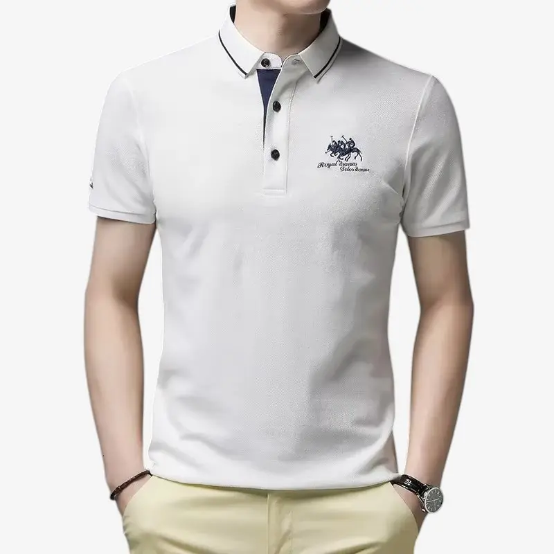 Polo pour homme à manches courtes avec détails brodés