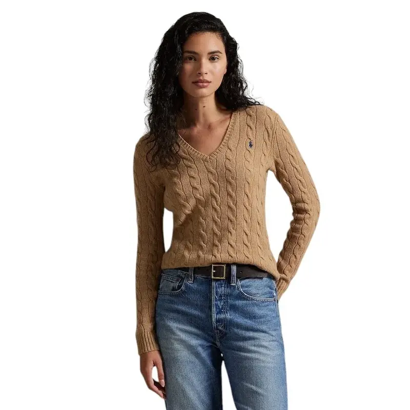 Polo Ralph Lauren Femmes pull à col roulé col en v femme camel cachemire 211971866002