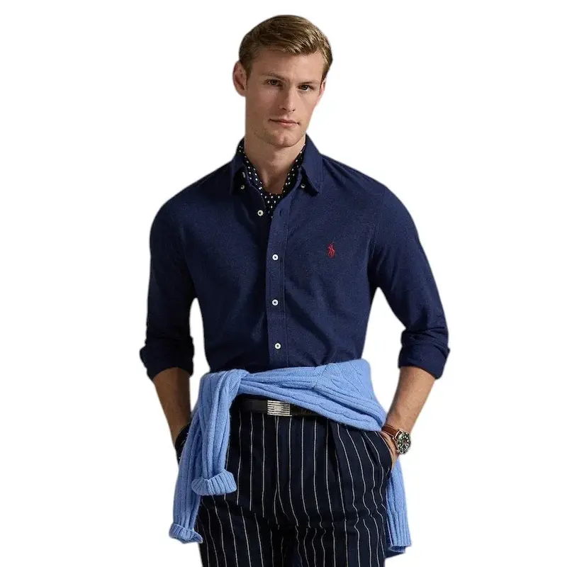 Polo Ralph Lauren Hommes chemise manches longues homme bleue 710654408081