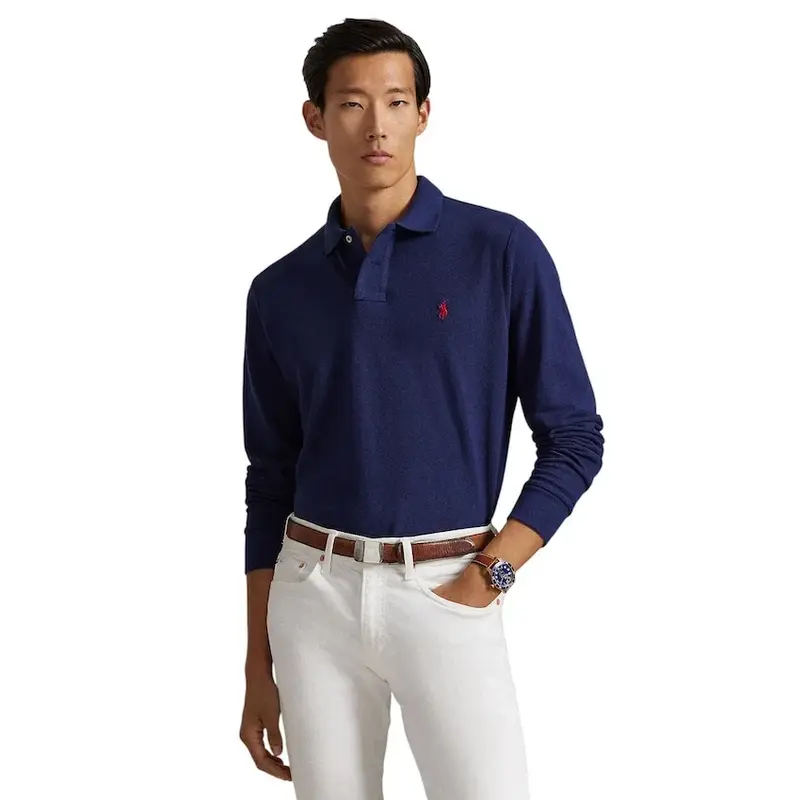 Polo Ralph Lauren Hommes polo manches longues homme bleu marine 710680790046