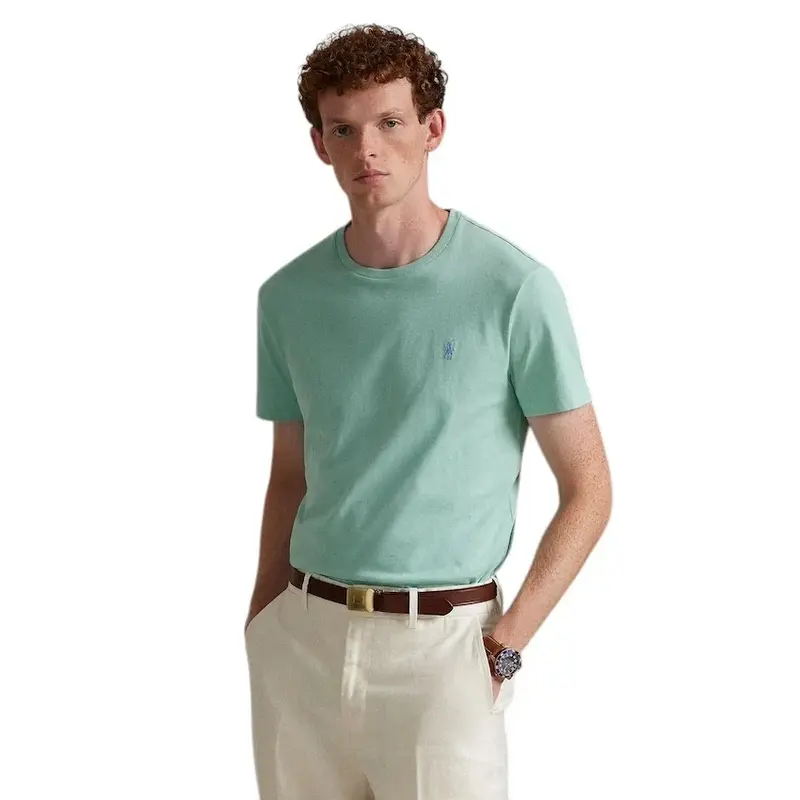 Polo Ralph Lauren Hommes t-shirt manches courtes homme vert clair Custom slim fit 710671438507