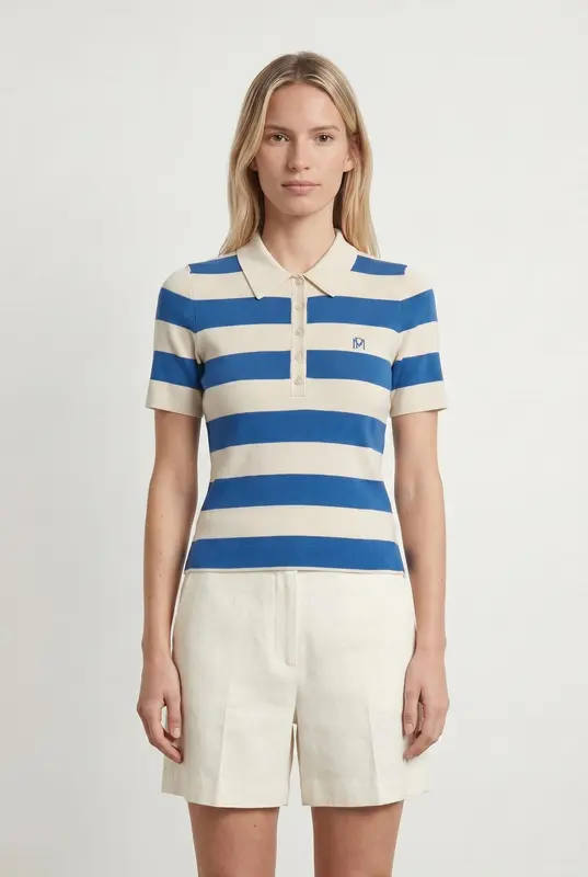 Polo Rayé Bleu et Beige - Taille S/36
