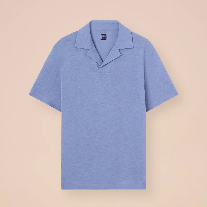 Polo ultra léger en coton bleu ciel