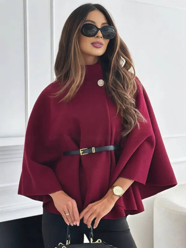 Poncho court Celeste col montant