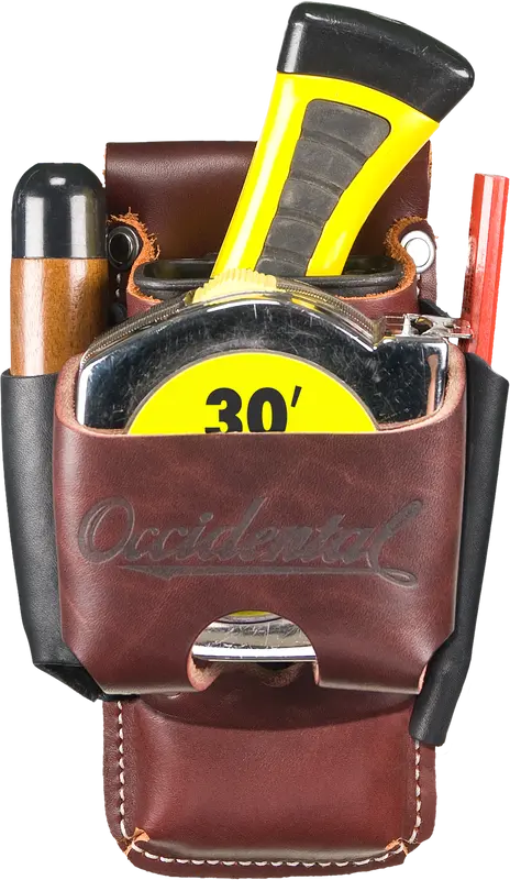 Porte-outils avec porte-mètre-ruban 4 en 1 en cuir à clipser OCCIDENTAL LEATHER 5523