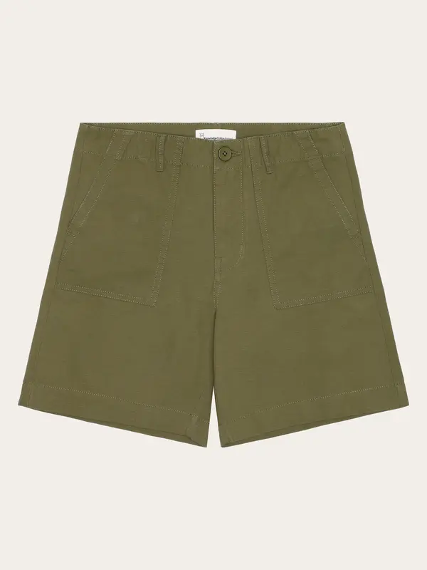 POSEY mid-rise wide slub yarn shorts - GOTS/Vegan - Burned Olive