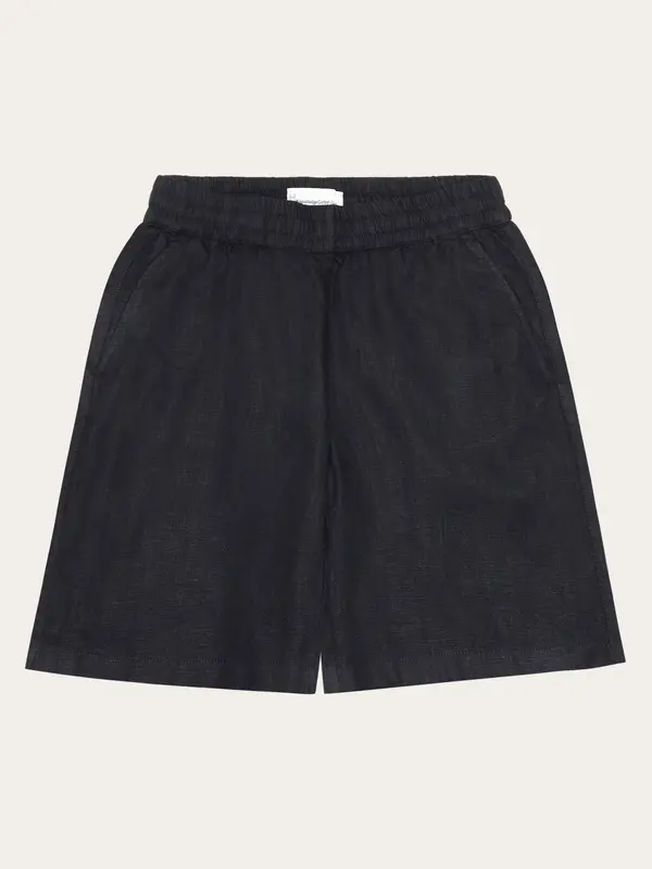 Posey wide linen shorts - Black Jet