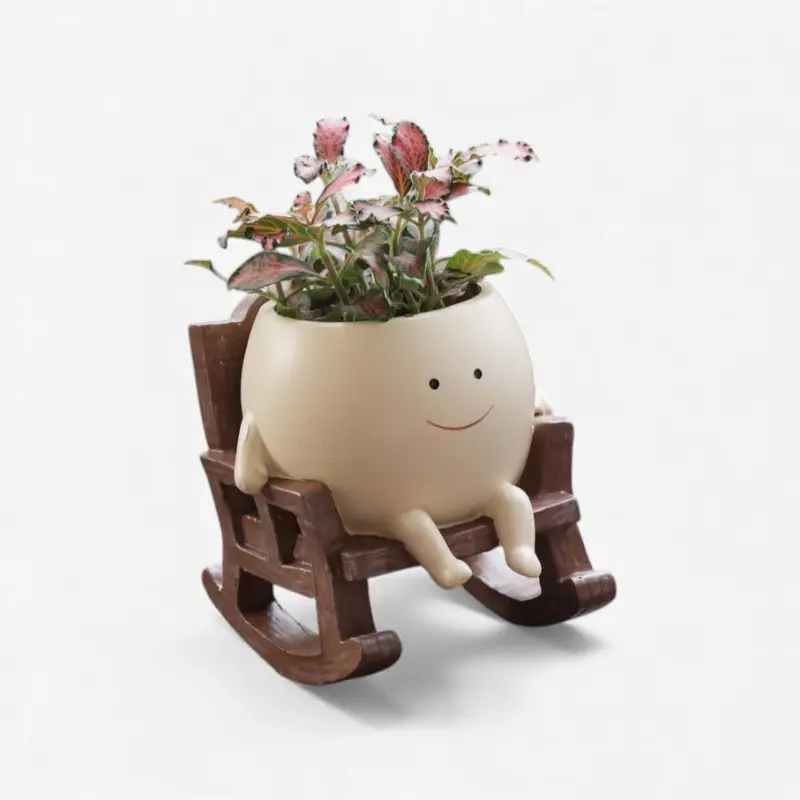 Pot de fleurs en forme de chaise à bascule pour succulentes
