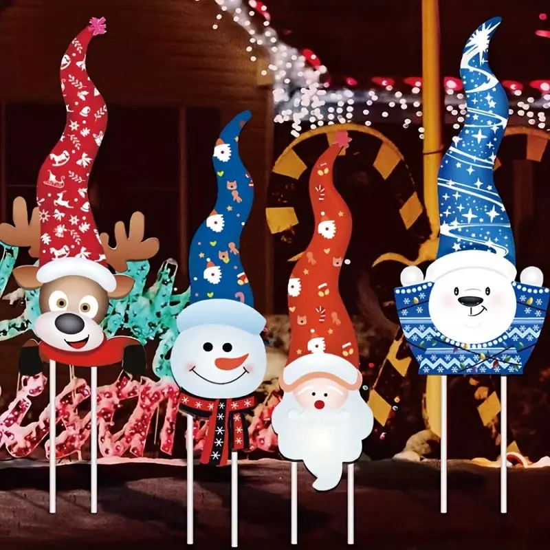 Poteaux de jardin de Noël avec motif vintage, décoration extérieure élégante
