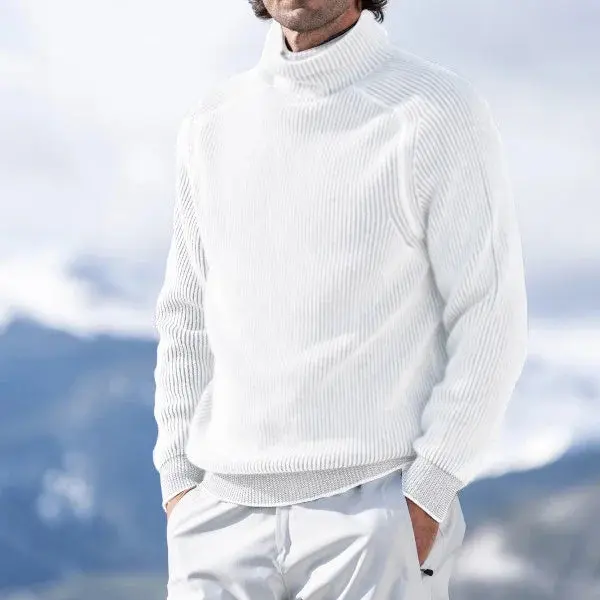 Pull à col roulé côtelé homme