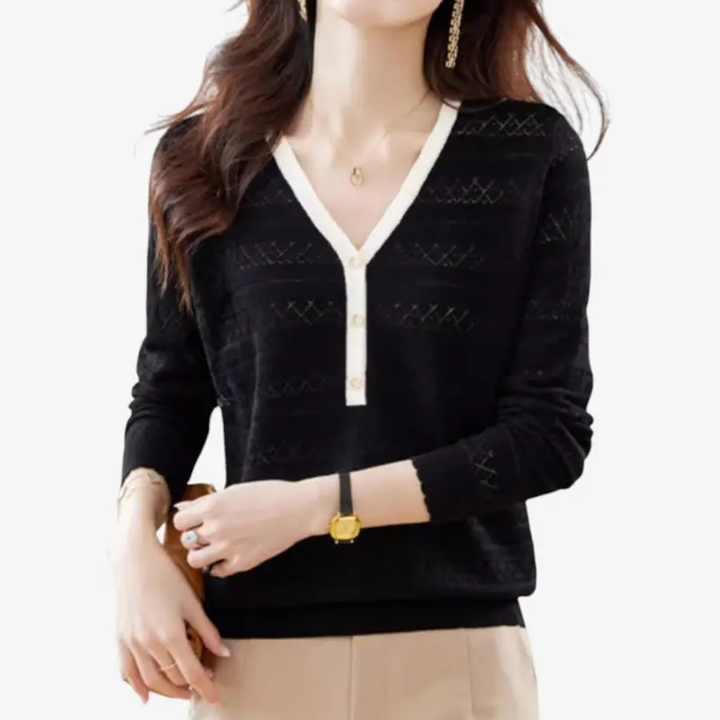 Pull ample col V manches longues