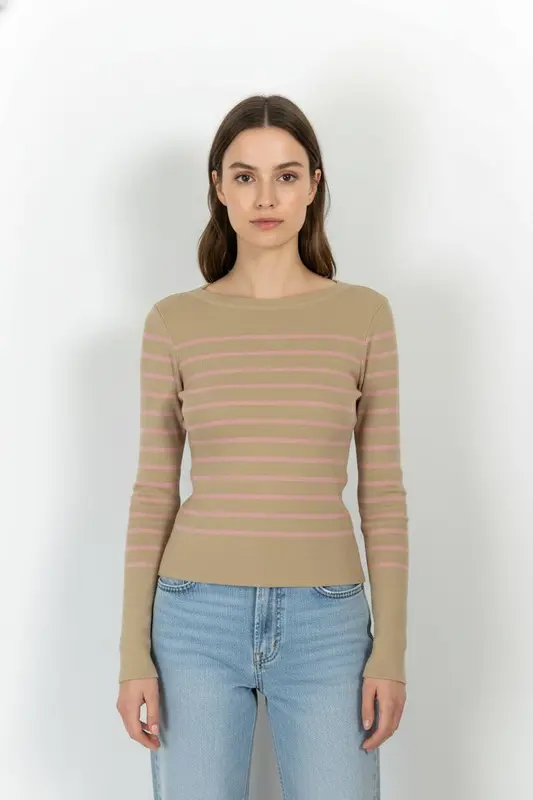 Pull Beige et Rose - Taille S/36