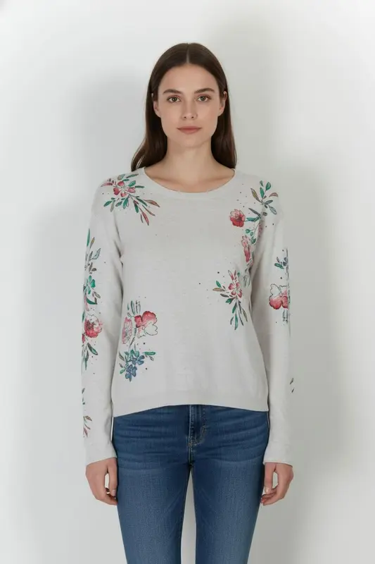 Pull Blanc et Multicolore - Taille M/38