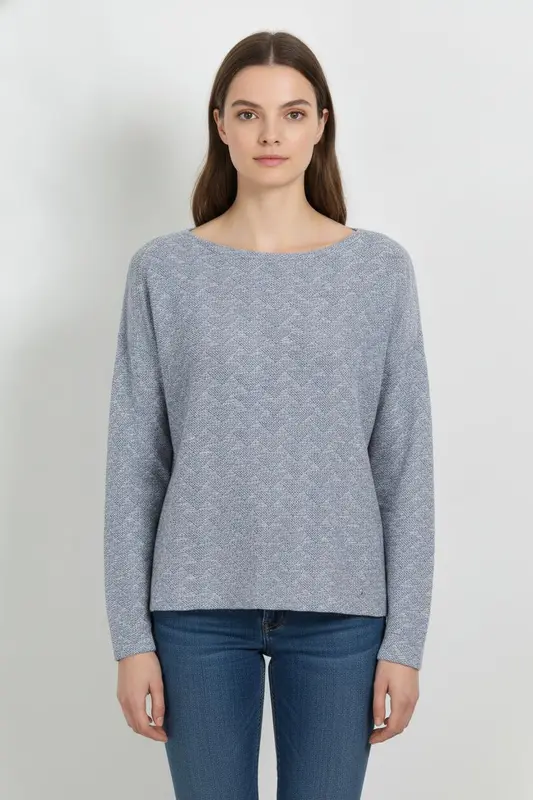 Pull Bleu clair et Blanc - Taille M/38
