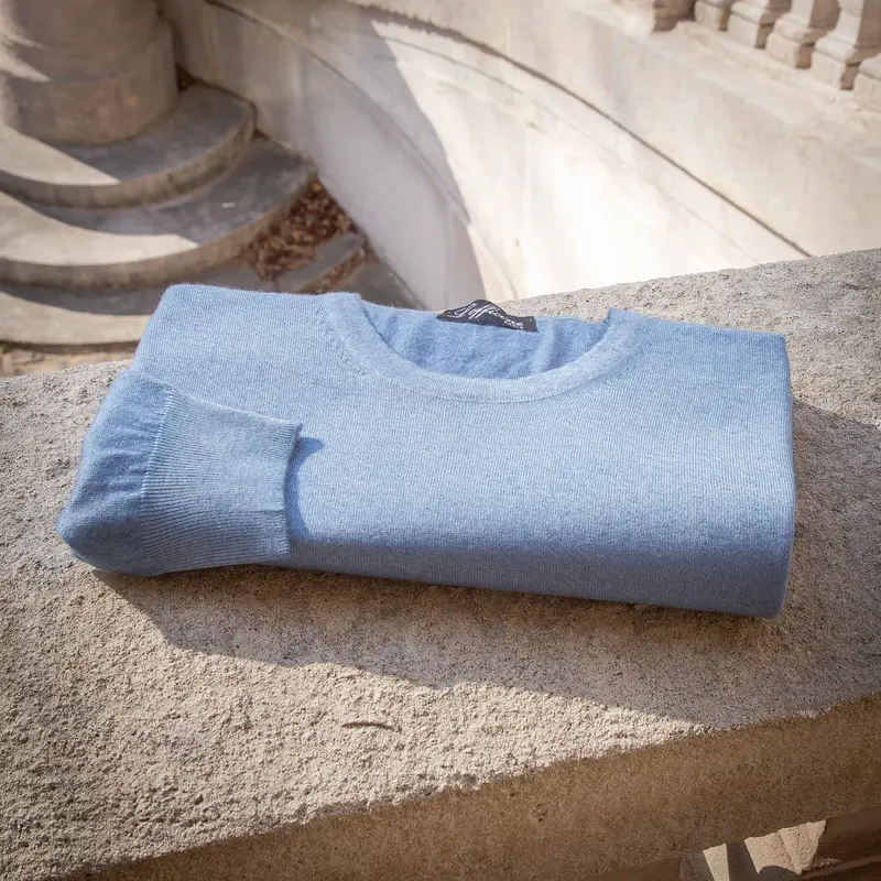 Pull cachemire délavé extrafin bleu ciel