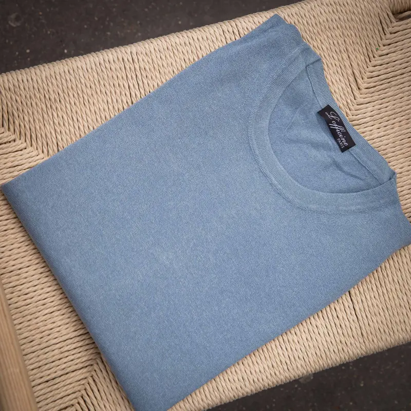 Pull col rond bleu ciel