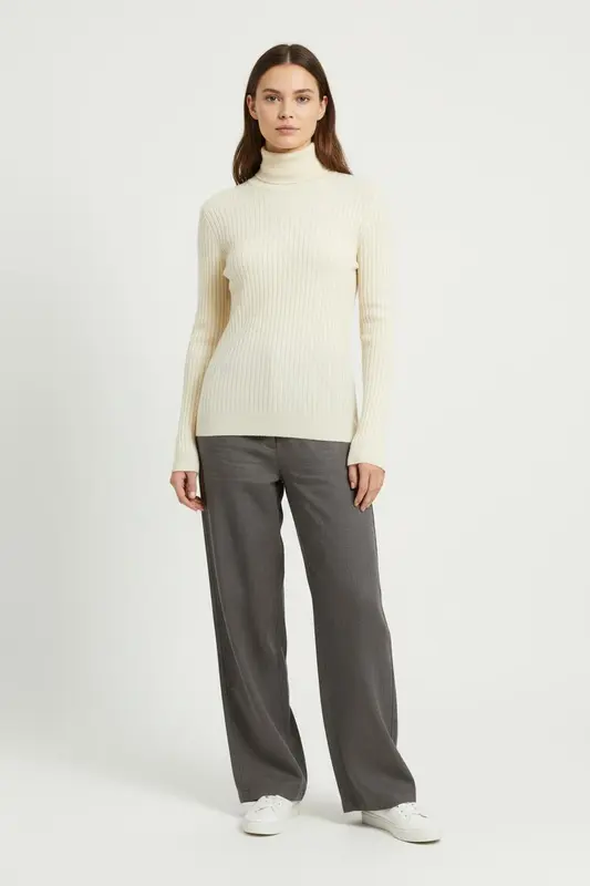 Pull Col Roulé Beige - Taille M/38