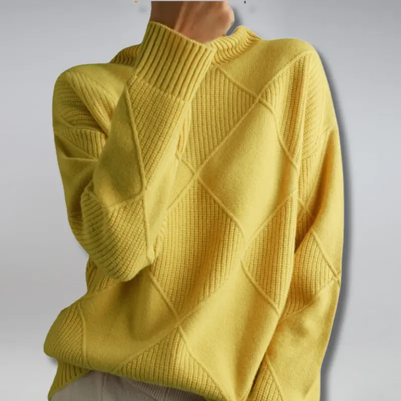 Pull Col Roulé Élégant à Manches Longues et Motif Texturé