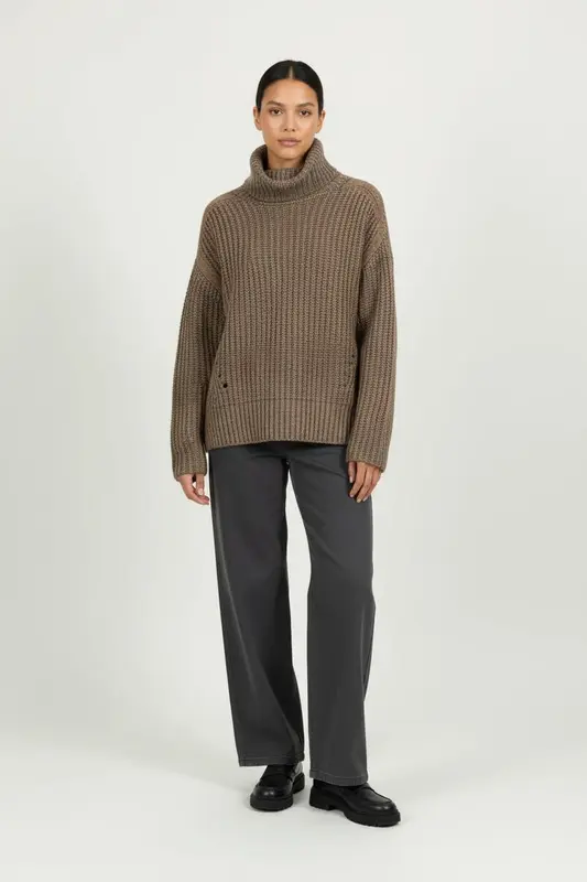 Pull Col Roulé Marron - Taille S/36