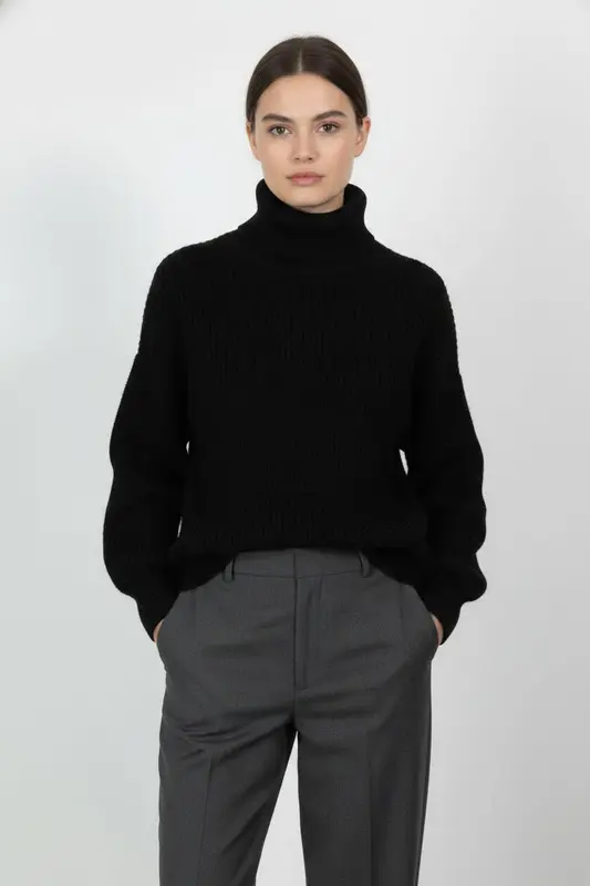 Pull Col Roulé Noir - Taille XS/34