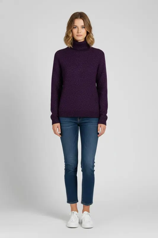 Pull Col Roulé Violet - Taille L/40