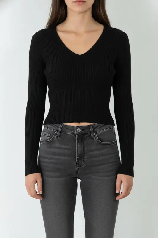 Pull Col V Bleu - Taille S/36