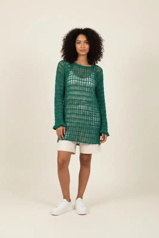 Pull Crochet Vert - Taille S/36