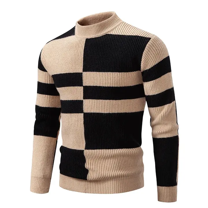 Pull élégant à blocs de couleurs avec encolure classique