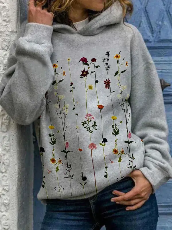 Pull élégant à imprimé floral et manches longues