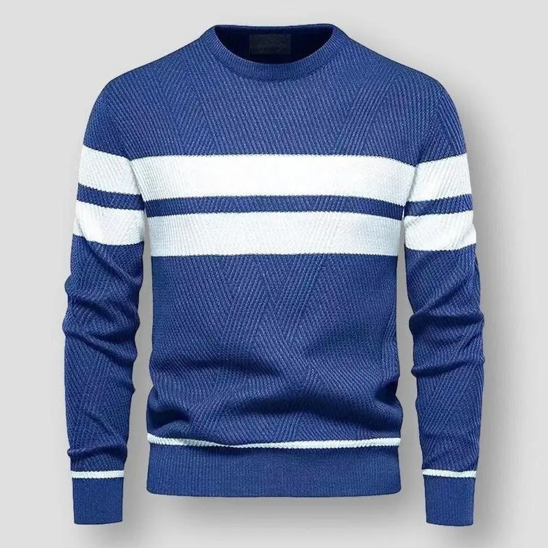 Pull en maille rayée à manches longues et col rond