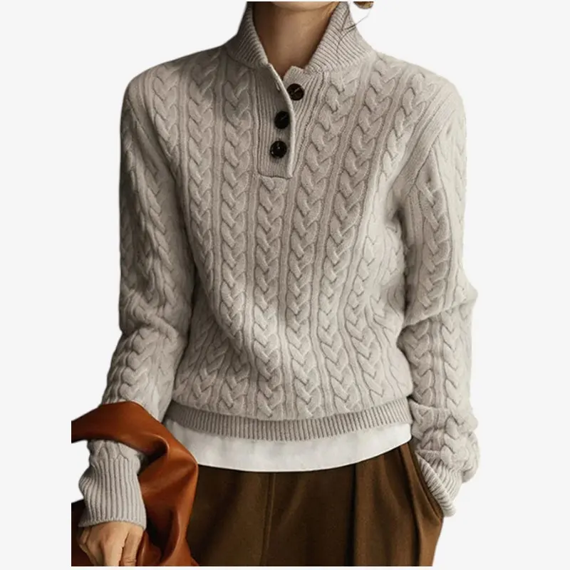 Pull femme à col montant